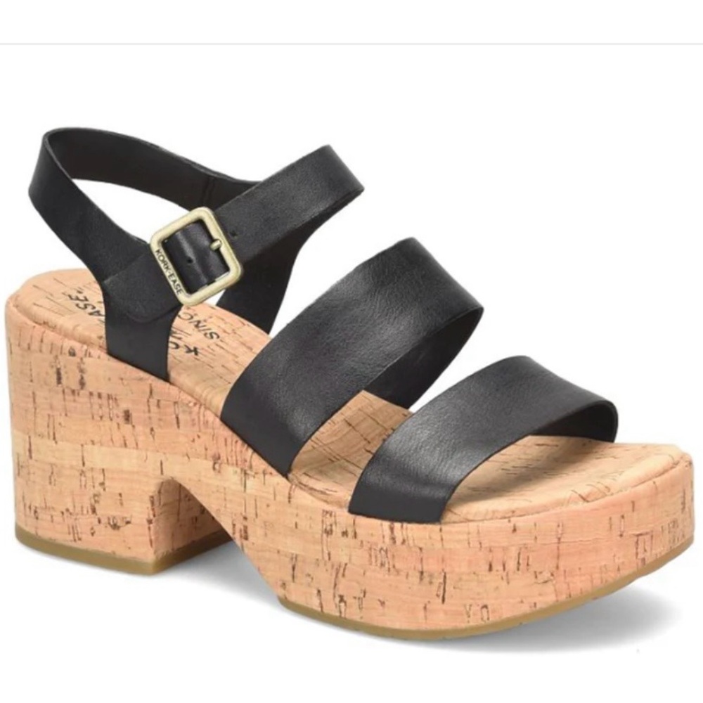 Kork-ease Black Strappy Platform Sandals